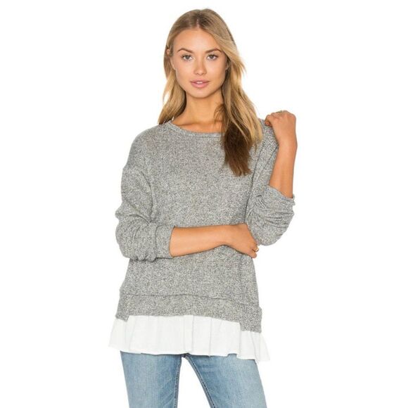 maven west Ruffle Hem Sweatshirt in Heather Grey Preppy - Picture 2 of 11